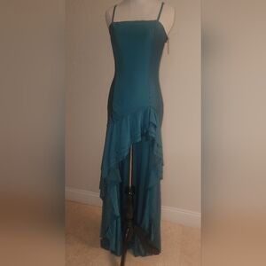 Elegant Teal High-Low Dress